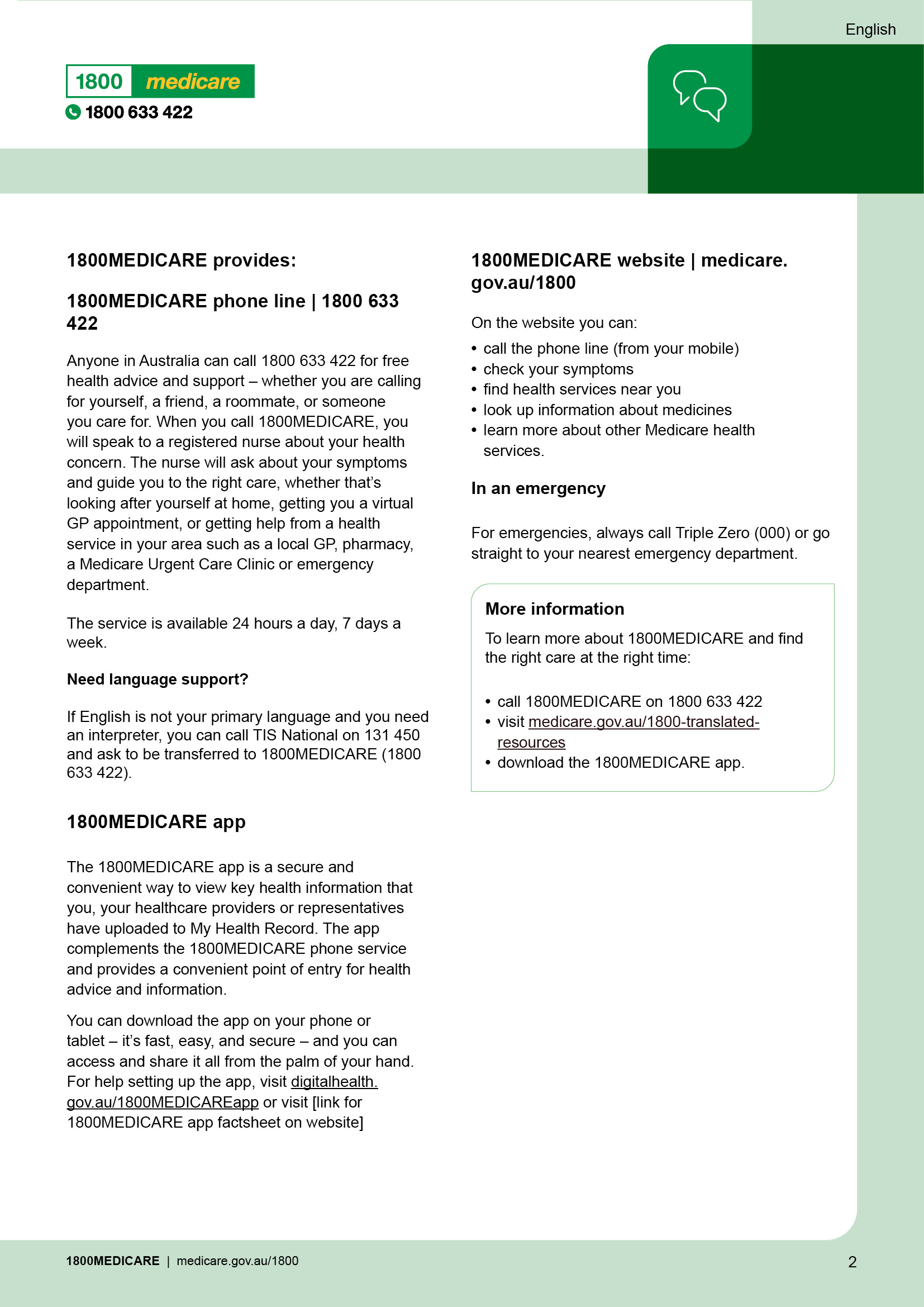 1800MEDICARE international students factsheet information page