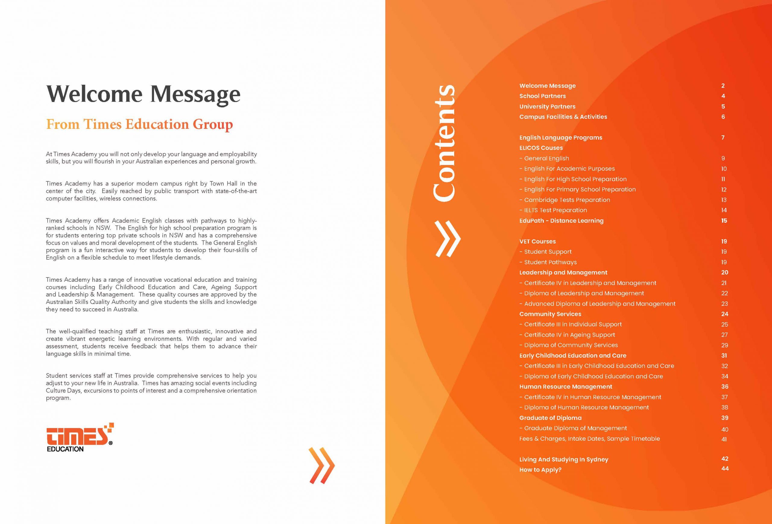 Times Academy course guide page 1