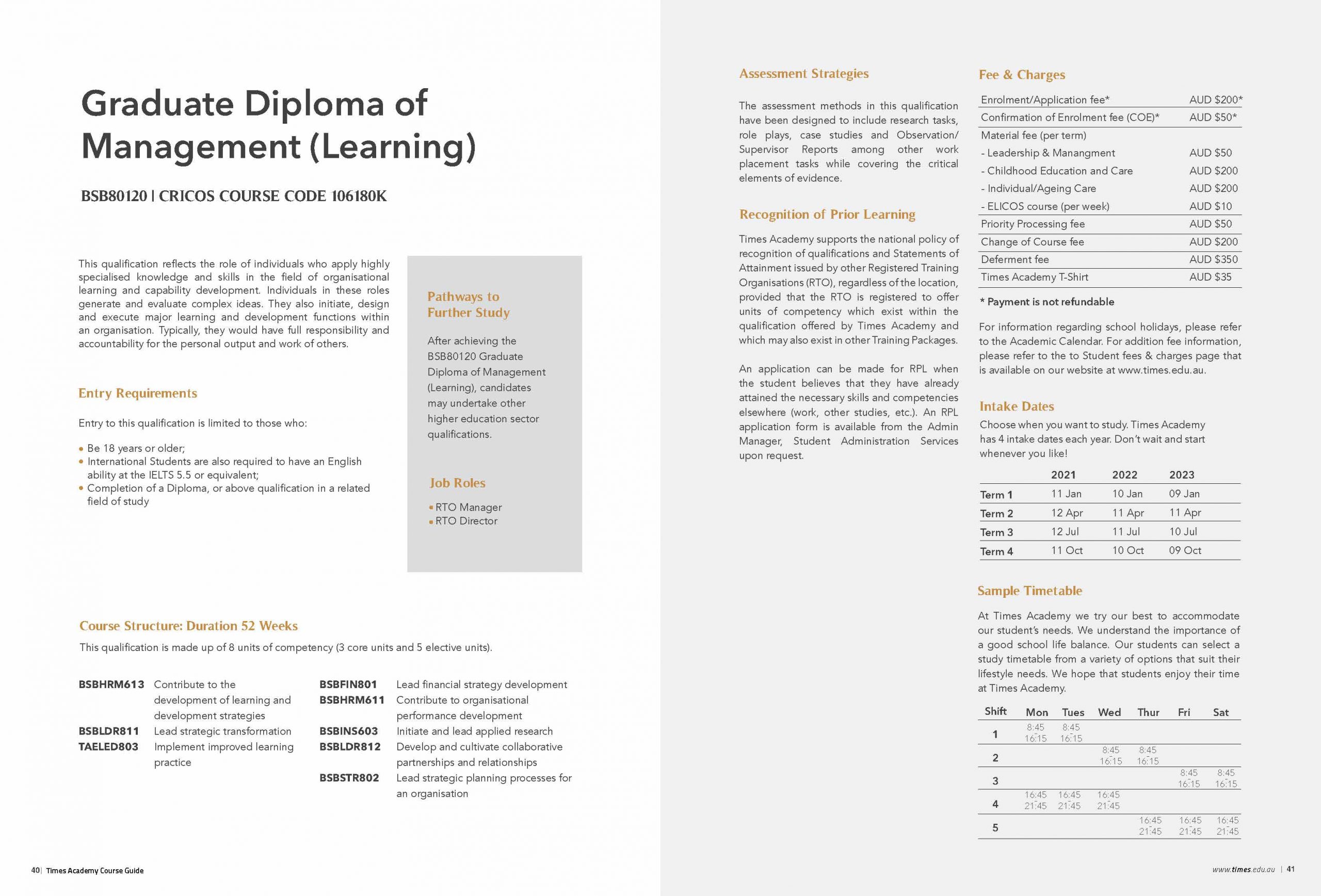 Times Academy course guide page 20