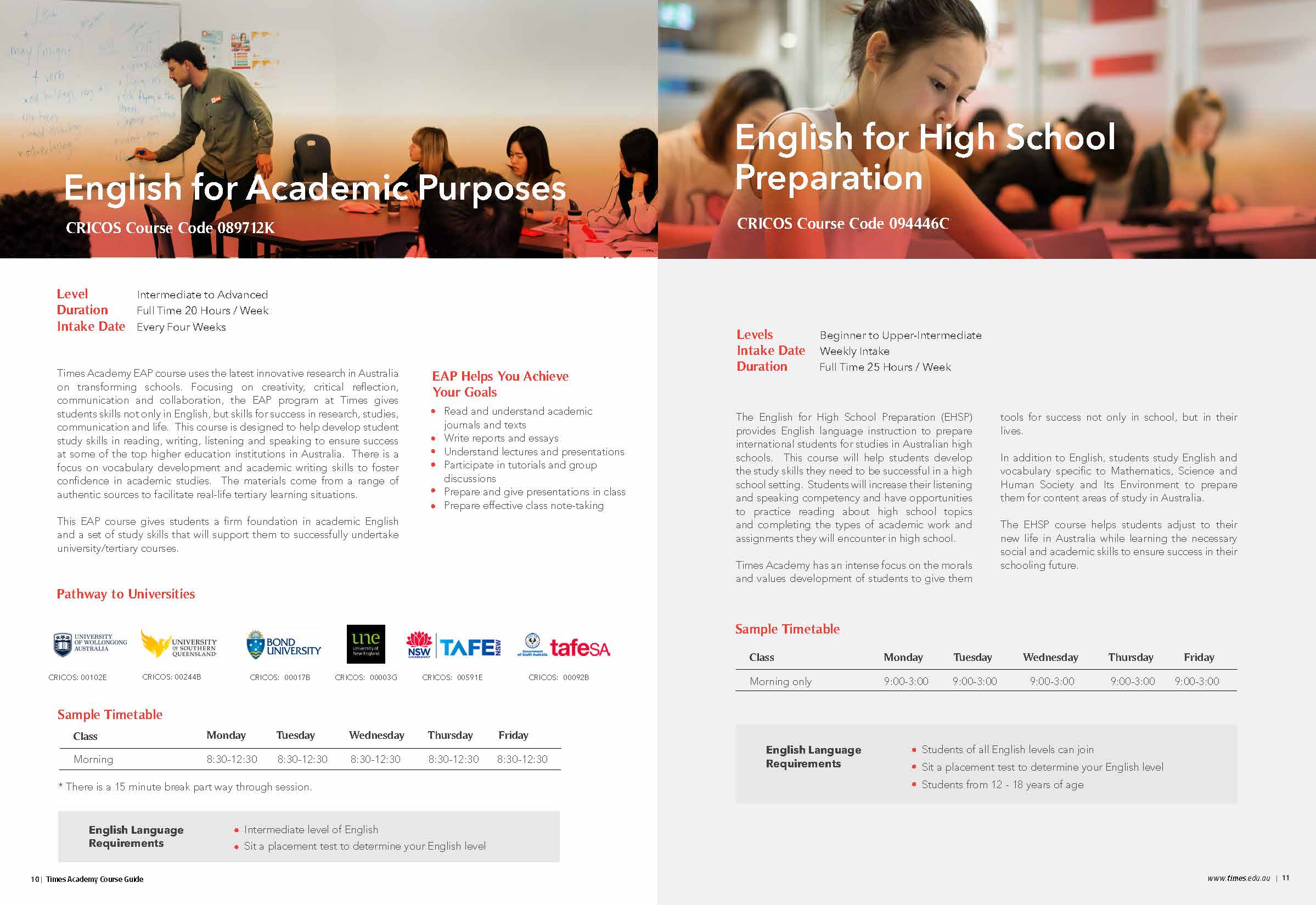 Times Academy course guide page 5